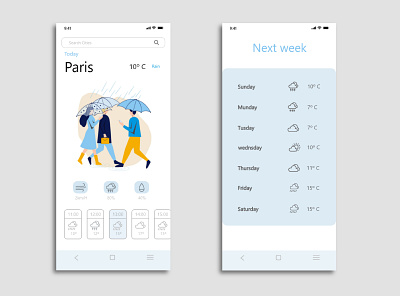 weather app artist design digital illustration illustrator minimal procreate ui ux vector xd