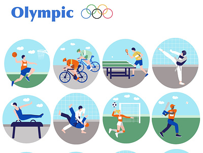 Icon illustrations Olympic design digital graphic design illustration illustrator minimal olympic pr procreate procreate art sports vector