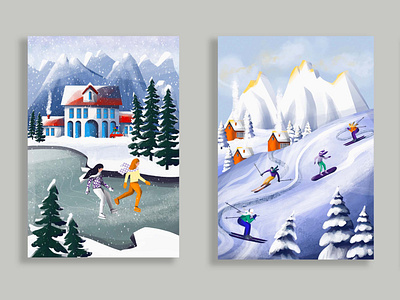 Winter illustrations design digital illustration illustrator minimal procreate procreate art vector