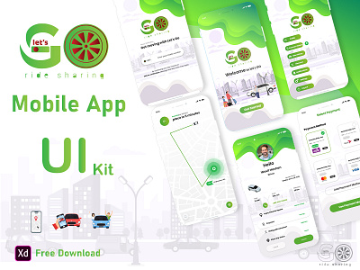 Ride Sharing Mobile App (Let's Go) ui