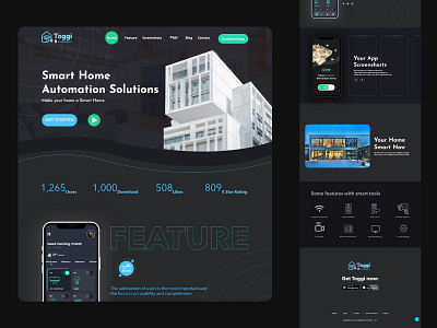Toggi Smart Home App Download Landing Page ui