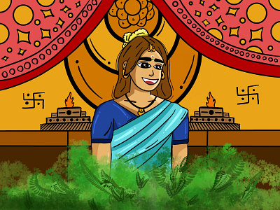 Maadhu cartoon illustration graphic design illustration procreate south indian women tamilnadu vectorillustration