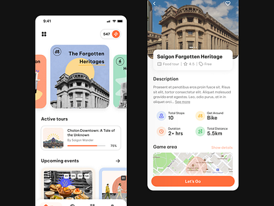Travel city tour quest app design #1 app city design game illustration mobile mobile app product product design quest saigon tour travel ui
