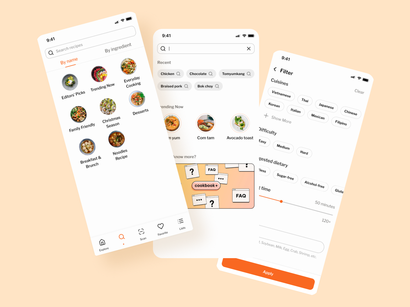Daily Recipe Mobile App UI #3 Search and Filters by Langg on Dribbble