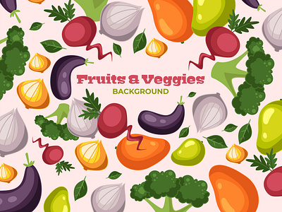 Fruits & Vegetables background design fruits illustration nature onion vector vegetables