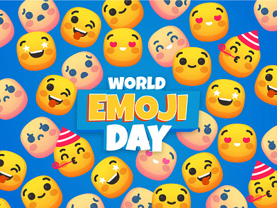 World Emoji Day angry character emoji expression face flat happy illustration sad star struck vector worried