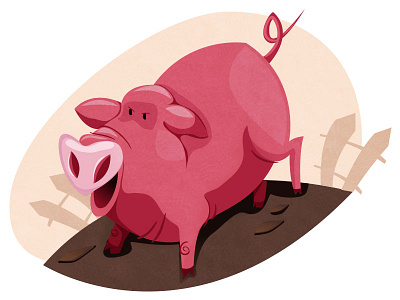 Countryside character domestic animals pig vector