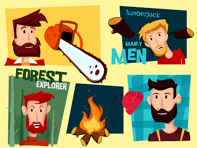 Manly Men With Beards beards chainsaw character concept firecamp forest hat hipster logs lumberjacks manly men whimsical