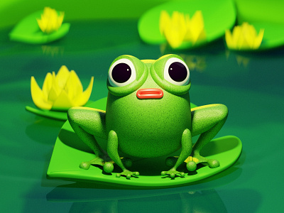 Leaping into Adventure: A Cute Cartoon Frog character illustration seascape