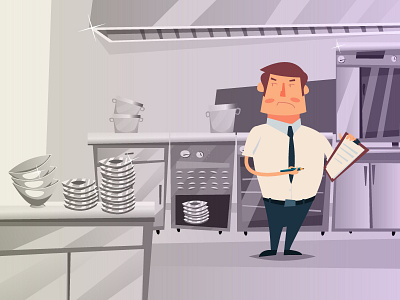 Commercial Kitchen character commercial illustration kitchen manager vector