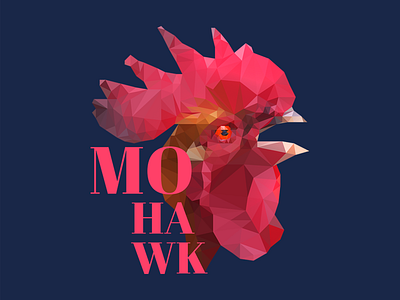 Mohawk color illustration low polly mohawk red t shirt