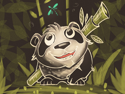 Doodle Panda chalk illustration doodle forest green nature panda walking wallpaper