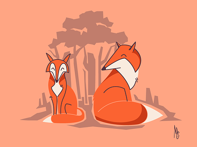 Some Foxes animals artful forest foxes intelligent partial line art red sharp swift wild