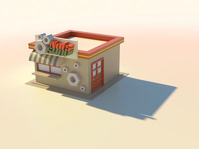 Nuts Shop 3d building illustration model nuts pun shop store