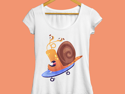 Quick Snail character design flat illustration nature print t shirt vector