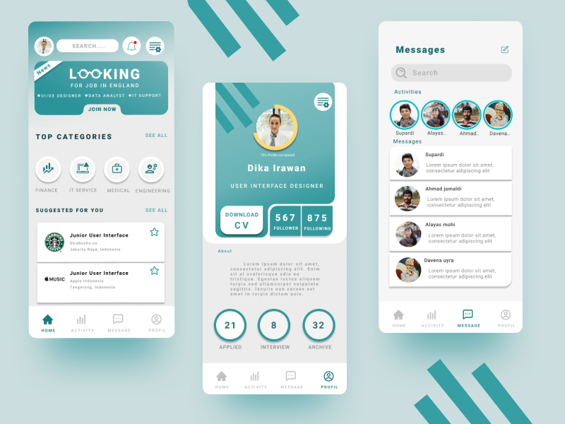 Job seeker app by Dika Irawan on Dribbble