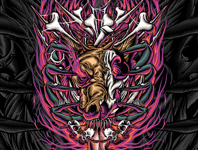 "HYBOAR" album cover art boar clothing design illustration merch design tees design