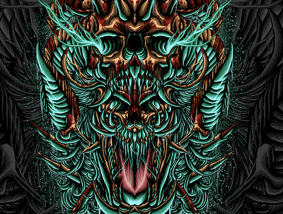 "DEATH" album cover art brutal clothing design death gore horror illustration merch design metal band skull slam tees design