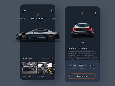 Polestar App Design - Dark Theme android app design darkmode darktheme darkui design electric car electric vehicle interface ios luxury minimal modern polestar ui ui design uiux ux volvo