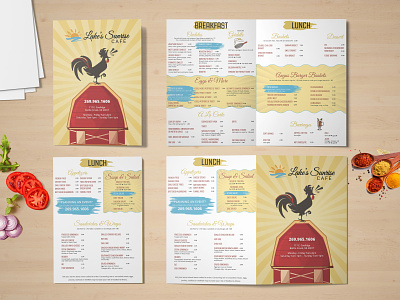 The Sunrise Cafe bifold brochure branding brochure design food menu restaurant