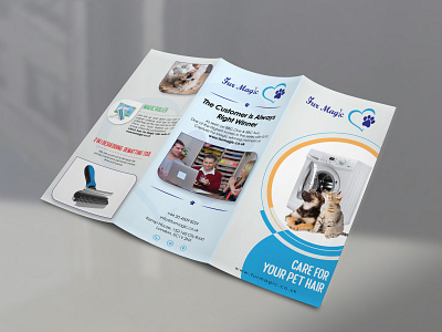 Care For your Cat bifold brochure brochure design cat cat service minimal