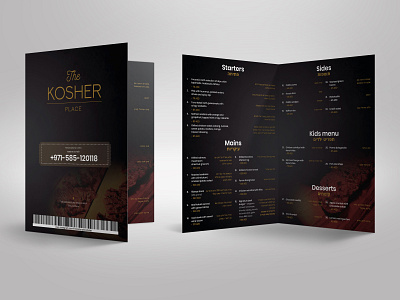 The kosher Place bifold brochure branding brochure design food menu restaurant