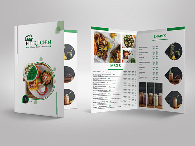 Fit Kitchen bifold brochure branding brochure design food menu restaurant