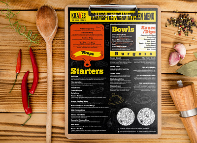 Kraves Menu branding flyer food menu restaurant