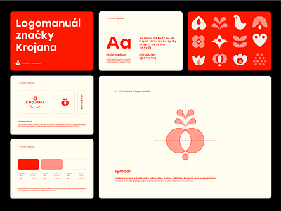 Krojana – Brand Guidelines branding clean graphic design guidelines identity illustration logo logo manual logo mark logomanual monocolor pictograms red simple styleguide visual identity visual style