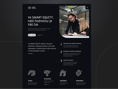 SMART EQUITY – financial advisory website advisory advocacy black branding clean dark elegant finance financial homepage icons minimal onepage web webdesign website