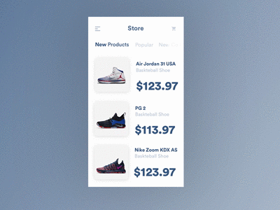 App Store Shoes animation app designs gif mobile nike shoes store ui ux xd