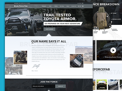Off-Road Redesign for Brute Force Fab auto interface mobile parts ui web website