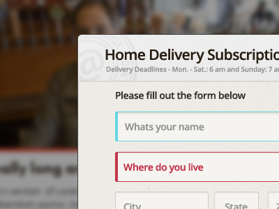 Delivery Form button design form input modal ui user interface ux