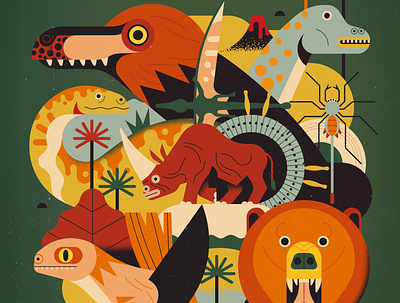 Lost Worlds animals digital dinosaurs editorial evolution folioart history illustration nature owen davey