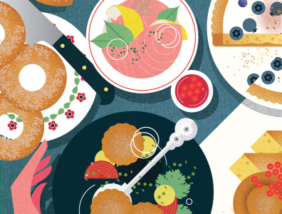Finnish Cuisine culture digital editorial folioart food illustration sally caulwell texture vector
