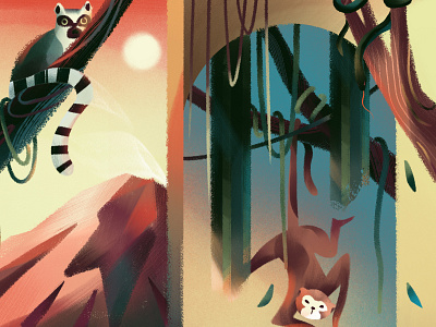 Monkey Temple animal digital folioart geometric illustration jia yi liu landscape monkey nexture texture