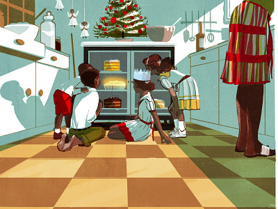 Childhood alex green character children christmas digital drawn editorial family folioart food illustration