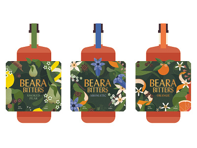 Beara Bitters botanical design digital floral folioart fruits illustration packaging pattern sally caulwell vector