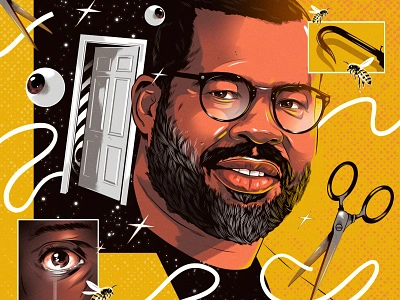 Jordan Peele actor alexander wells character conceptual digital folioart illustration portrait surreal tv