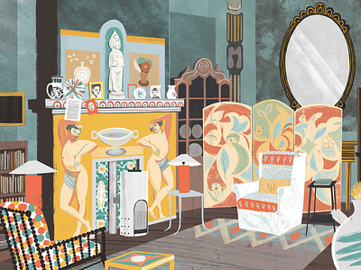Charleston House art digital folioart illustration interior mixed media pattern sam kalda texture