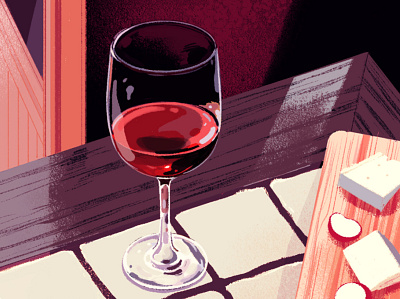 Wine & Cheese cheese digital drink editorial folioart home illustration rebecca mock texture wine