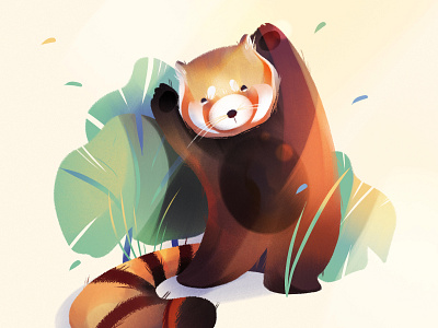 Red Panda animal character digital folioart gradient illustration jia yi liu nature texture