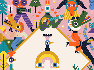 Larmer Tree character colourful design digital festival folioart graphic illustration nature owen davey poster vector