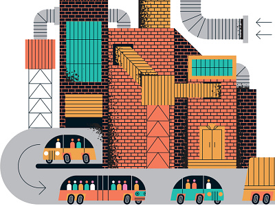 Automakers & Startups digital editorial folioart illustration industrial inforgraphic john devolle line vector