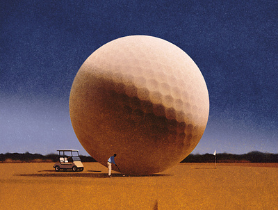 Struggle conceptual digital folioart golf illustration karolis strautniekas landscape surreal texture