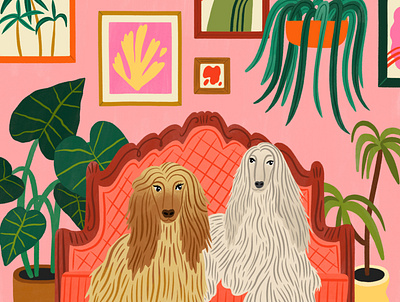 Afghan Hounds bodil jane digital dogs feminine folioart greetings card illustration interior pets