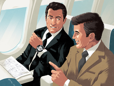 Talk to Strangers business characters digital editorial flight folioart illustration retro rui ricardo travel vintage