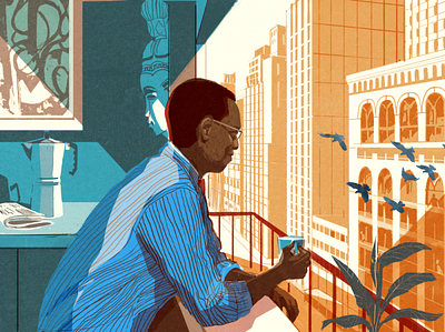 Alvin Hall alex green city coffee digital editorial folioart illustration portrait