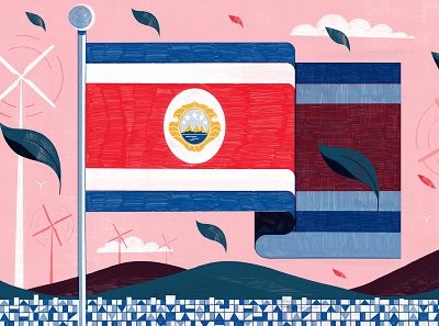 Costa Rica digital editorial environmental flag folioart green illustration landscape michael driver sustainability