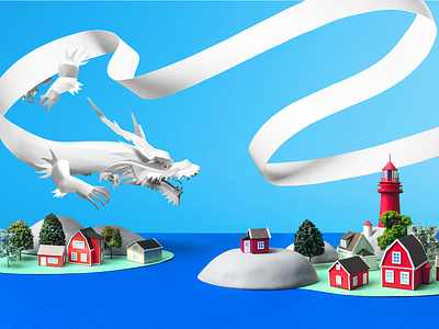 Racism in Sweden asia buildings digital dragon editorial folioart illustration landscape ollanski paper craft sculpture sweden